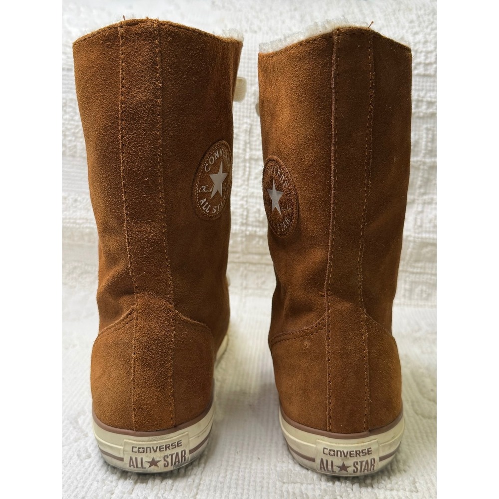 Converse Chuck Taylor All Star Suede Shearling Ribbon Lace Boots Brown Size 8 - Picture 6 of 14